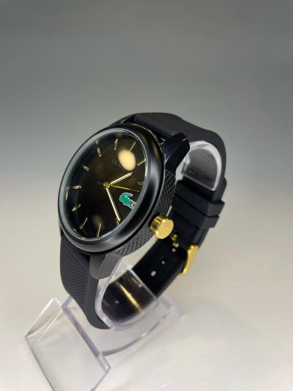 Relógio lacoste preto pulseira borracha