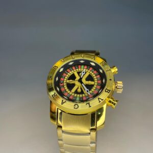 Relógio bulgari roleta dourado fundo preto